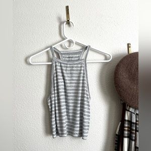 Gray and White Striped Tank Top